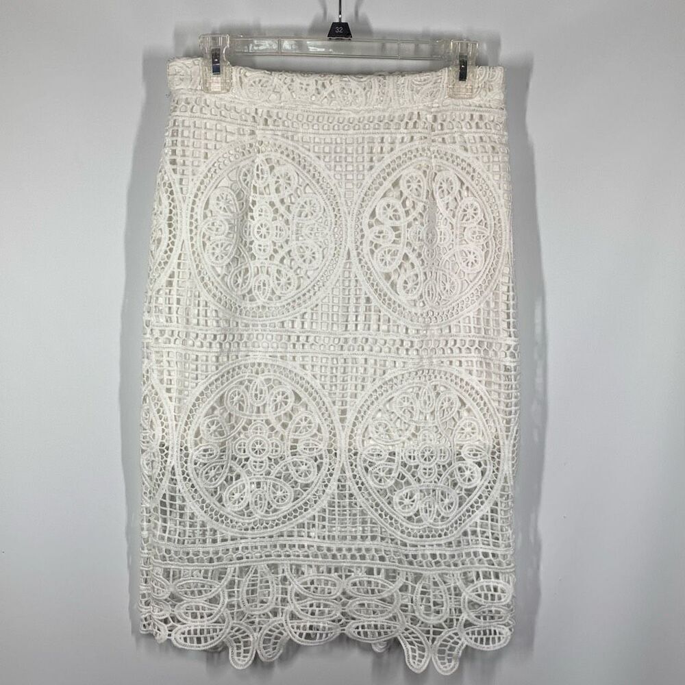 J.O.A. White Lace Pencil Skirt